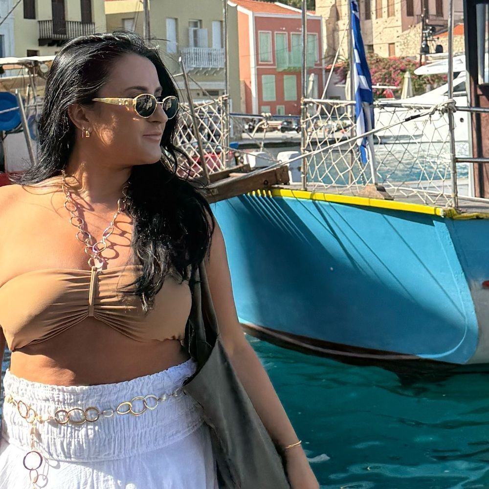 Brown  chain bikini top